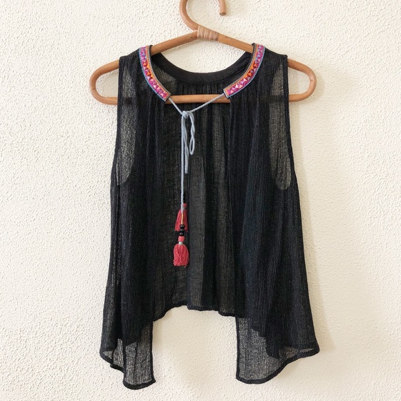 Anthropologie Merletta Sheer Open Back Top XS - Picture 3 of 3